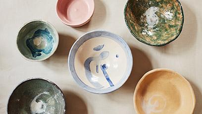 Colorful ceramic bowls.