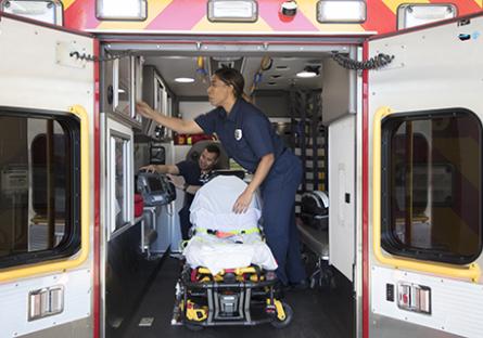 Paramedic in an ambulance