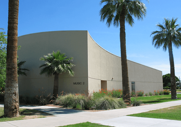 A picture of the Music 2 building.