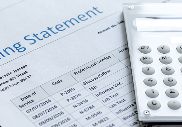 Medical bill and a calculator